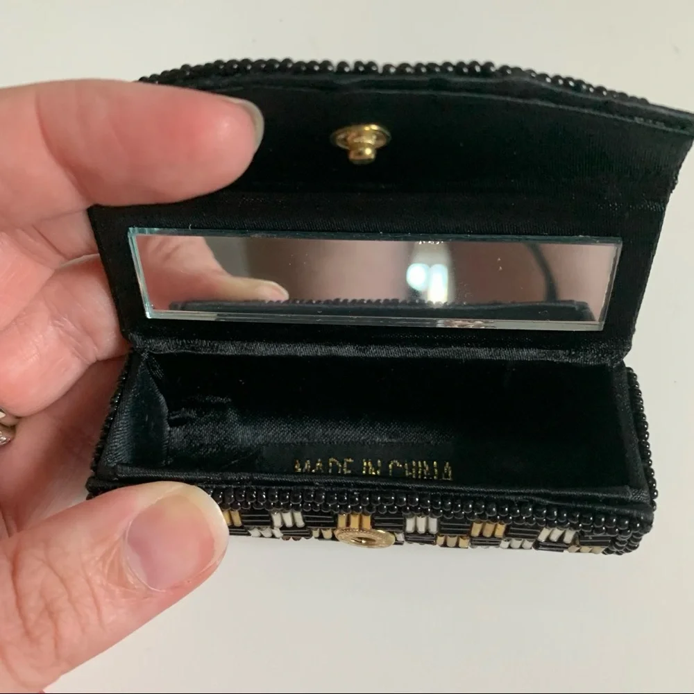 Gold/Black Clutch Purse and Lipstick Case